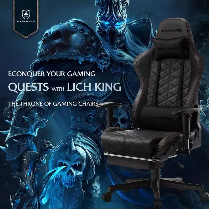 Silla Gamer GTPLAYER con Altavoces Bluetooth y Reposapiés Silla de Oficina con Respaldo Alto Roja
