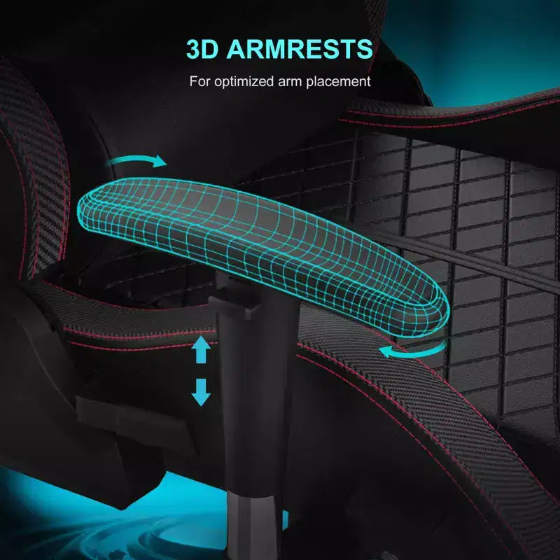 Silla Gamer GTPLAYER con Altavoces Bluetooth y Reposapiés Silla de Oficina con Respaldo Alto Roja