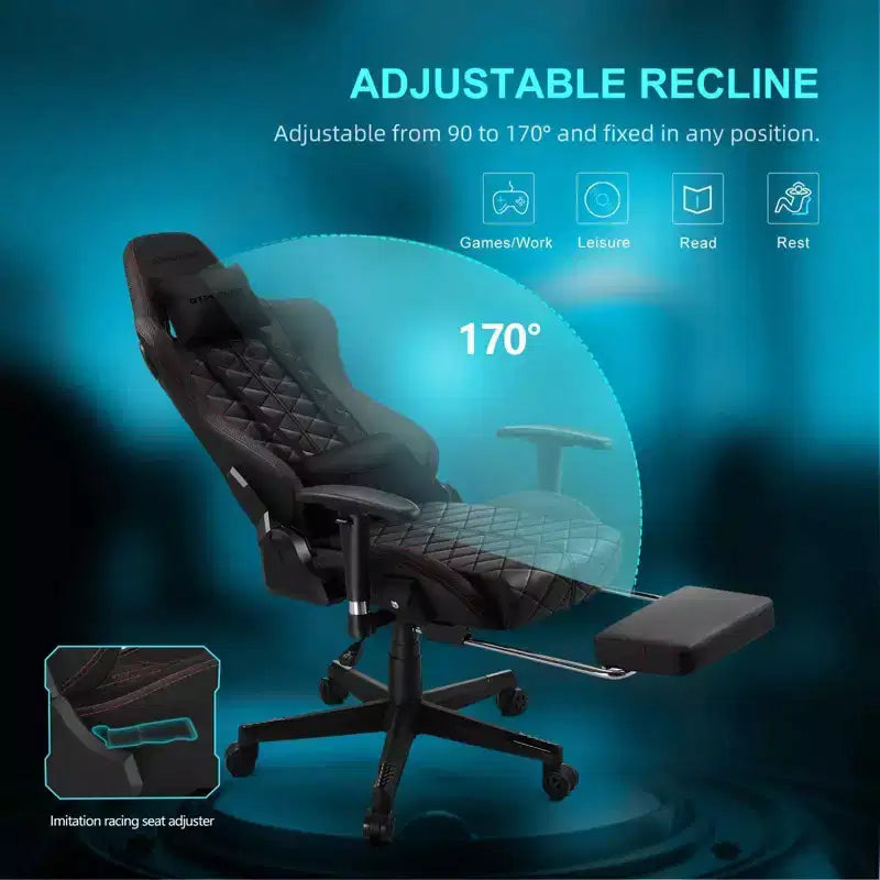 Silla Gamer GTPLAYER con Altavoces Bluetooth y Reposapiés Silla de Oficina con Respaldo Alto Roja