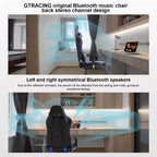 Silla gaming GTRACING con altavoces Bluetooth, silla de oficina de PU con respaldo alto, color azul