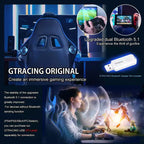 Silla gaming GTRACING con altavoces Bluetooth, silla de oficina de PU con respaldo alto, color azul