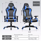 Silla gaming GTRACING con altavoces Bluetooth, silla de oficina de PU con respaldo alto, color azul