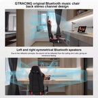 Silla de _gaming_ GTRACING con altavoces Bluetooth, silla de oficina de PU de respaldo alto, roja