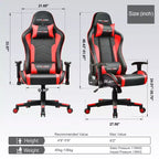 Silla de _gaming_ GTRACING con altavoces Bluetooth, silla de oficina de PU de respaldo alto, roja