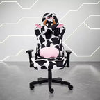 Ts85 Silla gamer de lujo con estampado de vaca - Techni Sport: Tapizado de terciopelo, espuma viscoelástica, ajustable