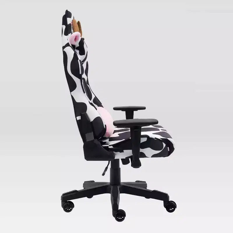 Ts85 Silla gamer de lujo con estampado de vaca - Techni Sport: Tapizado de terciopelo, espuma viscoelástica, ajustable