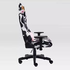 Ts85 Silla gamer de lujo con estampado de vaca - Techni Sport: Tapizado de terciopelo, espuma viscoelástica, ajustable