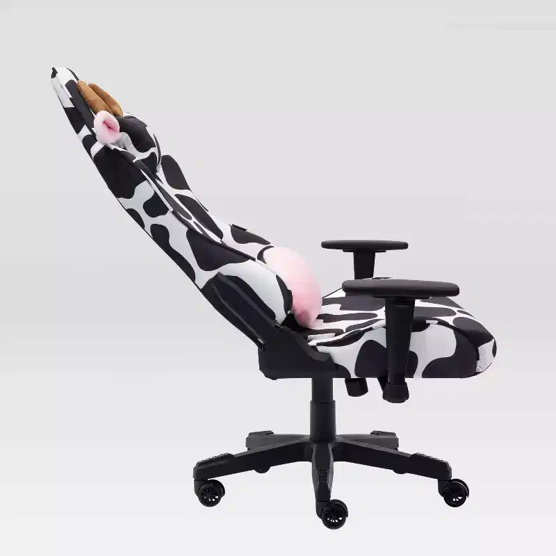 Ts85 Silla gamer de lujo con estampado de vaca - Techni Sport: Tapizado de terciopelo, espuma viscoelástica, ajustable