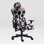 Ts85 Silla gamer de lujo con estampado de vaca - Techni Sport: Tapizado de terciopelo, espuma viscoelástica, ajustable