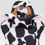 Ts85 Silla gamer de lujo con estampado de vaca - Techni Sport: Tapizado de terciopelo, espuma viscoelástica, ajustable