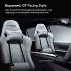 Silla gaming GTRACING con reposapiés, silla de oficina reclinable ergonómica con soporte lumbar, azul