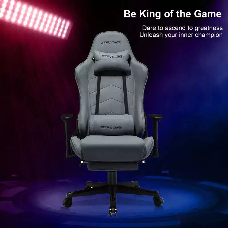 Silla gaming GTRACING con reposapiés, silla de oficina reclinable ergonómica con soporte lumbar, azul