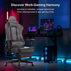 Silla gamer GTRACING con reposapiés, silla de oficina reclinable ergonómica con soporte lumbar, gris