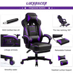 Silla Gaming LUCKRACER con Reposapiés Silla de Escritorio de Oficina de Respaldo Alto Púrpura