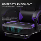 Silla Gaming LUCKRACER con Reposapiés Silla de Escritorio de Oficina de Respaldo Alto Púrpura