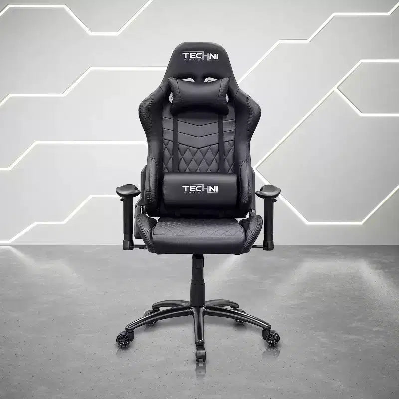 Ts-5100 Silla ergonómica de videojuegos con respaldo alto estilo de carreras - Techni Sport: giratoria, ajustable