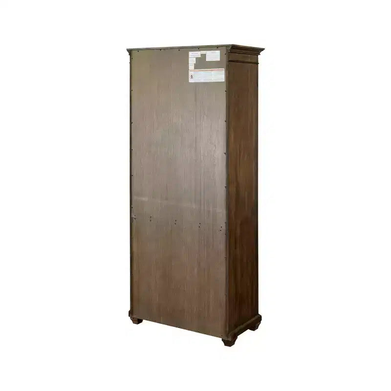 Estantería tradicional de madera de 74" con puertas – 4 estantes, acabado marrón envejecido, completamente ensamblada