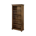 Estantería tradicional de madera de 74" con puertas – 4 estantes, acabado marrón envejecido, completamente ensamblada