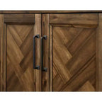 Estantería tradicional de madera de 74" con puertas – 4 estantes, acabado marrón envejecido, completamente ensamblada