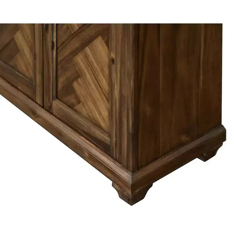 Estantería tradicional de madera de 74" con puertas – 4 estantes, acabado marrón envejecido, completamente ensamblada