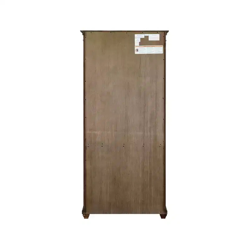 Estantería tradicional de madera de 74" con puertas – 4 estantes, acabado marrón envejecido, completamente ensamblada