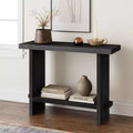 Mesa de Sofá Consola – 40" Estrecha, Chapa de Roble Negro Recuperado, 2 Niveles, Estilo Rústico