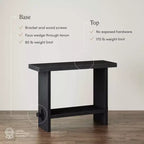 Mesa de Sofá Consola – 40" Estrecha, Chapa de Roble Negro Recuperado, 2 Niveles, Estilo Rústico
