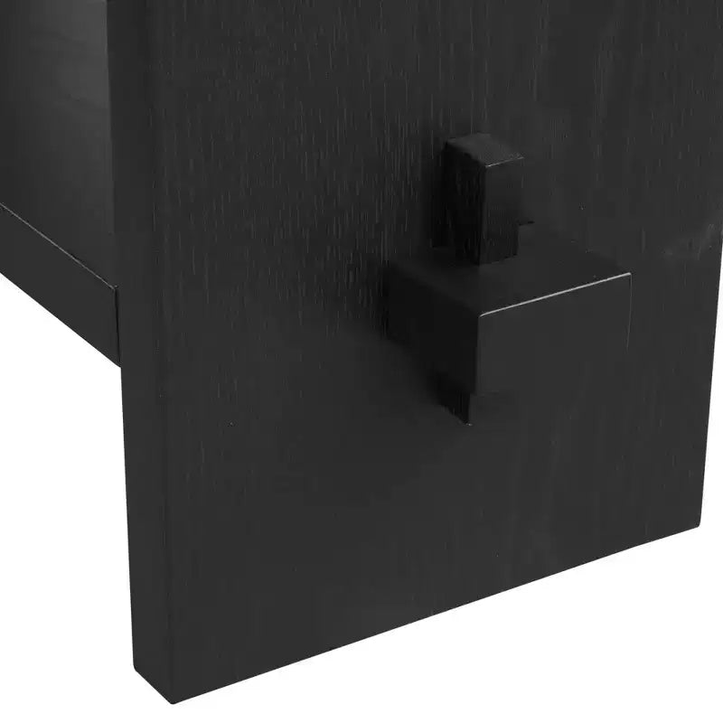 Mesa de Sofá Consola – 40" Estrecha, Chapa de Roble Negro Recuperado, 2 Niveles, Estilo Rústico