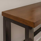 Mesa de Bar Sofá de Estilo Rústico – Consola Industrial Moderna, Nogal y Marco de Metal Negro