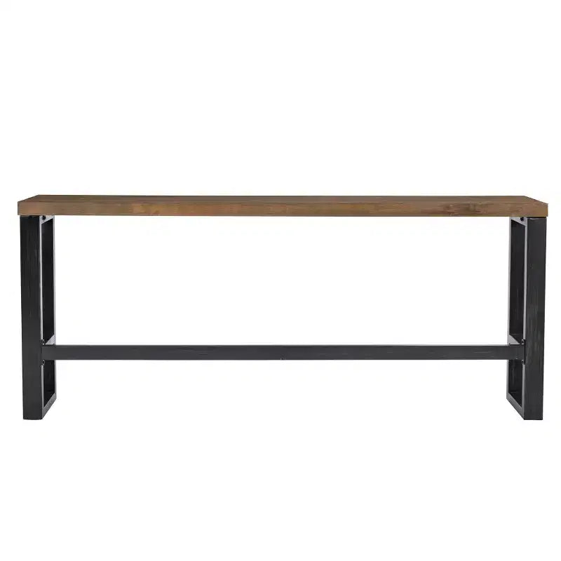 Mesa de Bar Sofá de Estilo Rústico – Consola Industrial Moderna, Nogal y Marco de Metal Negro
