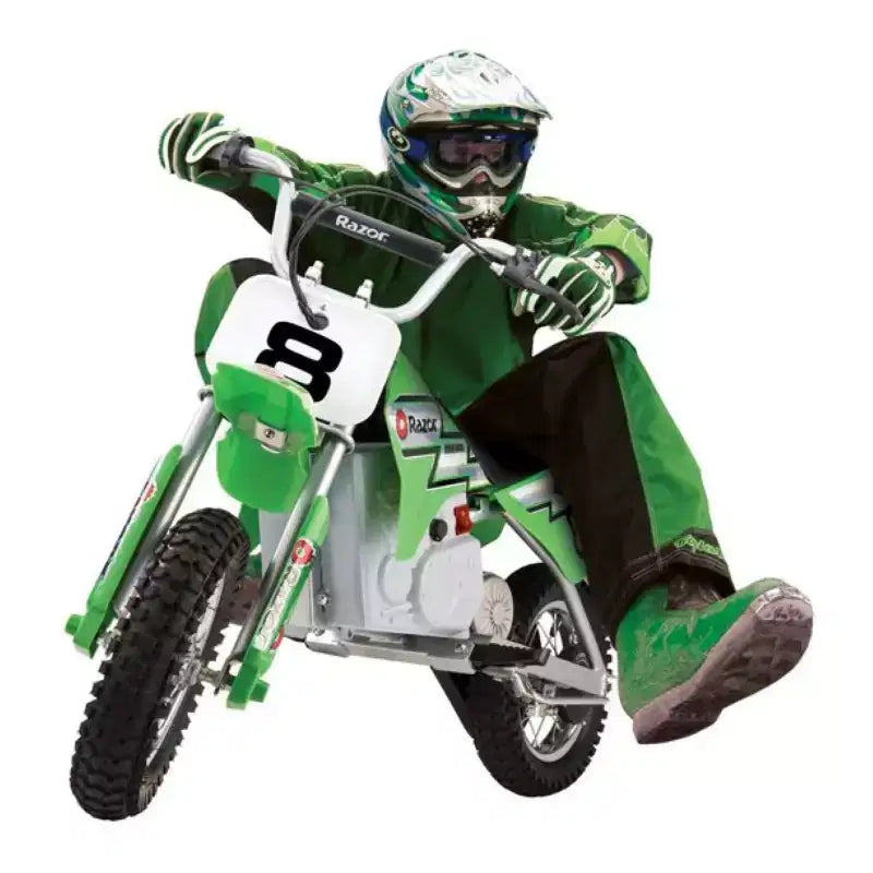 Razor MX400 Kid & Teen Dirt Rocket 24V Ride On High-Torque Electric Motocross Motorcycle Toy Dirt Bikes, velocidades de hasta 14 MPH, negro y verde, paquete de 2