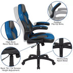 Flash Furniture X10 Silla de juego Silla de oficina de carreras ergonómica para computadora PC Silla giratoria ajustable con brazos abatibles