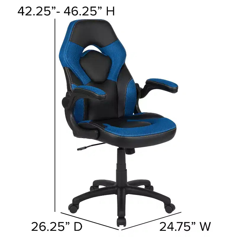 Flash Furniture X10 Silla de juego Silla de oficina de carreras ergonómica para computadora PC Silla giratoria ajustable con brazos abatibles