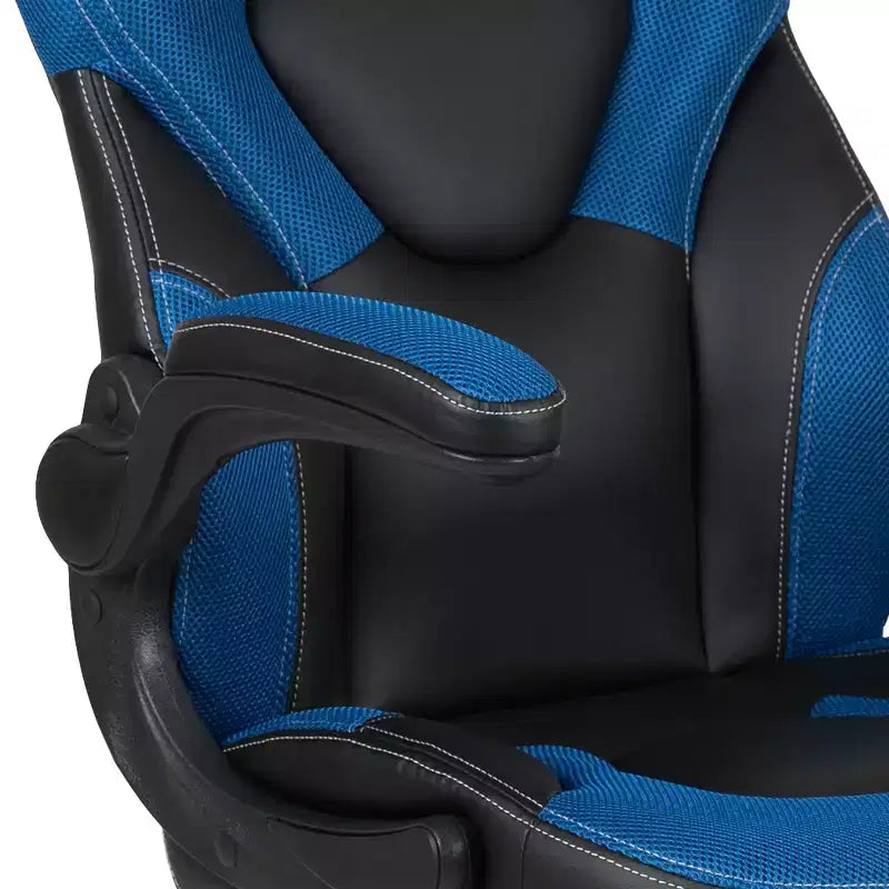 Flash Furniture X10 Silla de juego Silla de oficina de carreras ergonómica para computadora PC Silla giratoria ajustable con brazos abatibles
