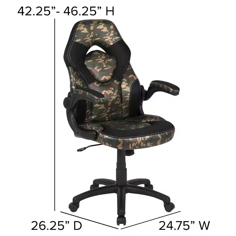 Flash Furniture X10 Silla de juego Silla de oficina de carreras ergonómica para computadora PC Silla giratoria ajustable con brazos abatibles