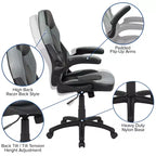 Flash Furniture X10 Silla de juego Silla de oficina de carreras ergonómica para computadora PC Silla giratoria ajustable con brazos abatibles