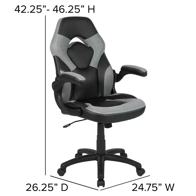 Flash Furniture X10 Silla de juego Silla de oficina de carreras ergonómica para computadora PC Silla giratoria ajustable con brazos abatibles