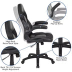 Flash Furniture X10 Silla de juego Silla de oficina de carreras ergonómica para computadora PC Silla giratoria ajustable con brazos abatibles
