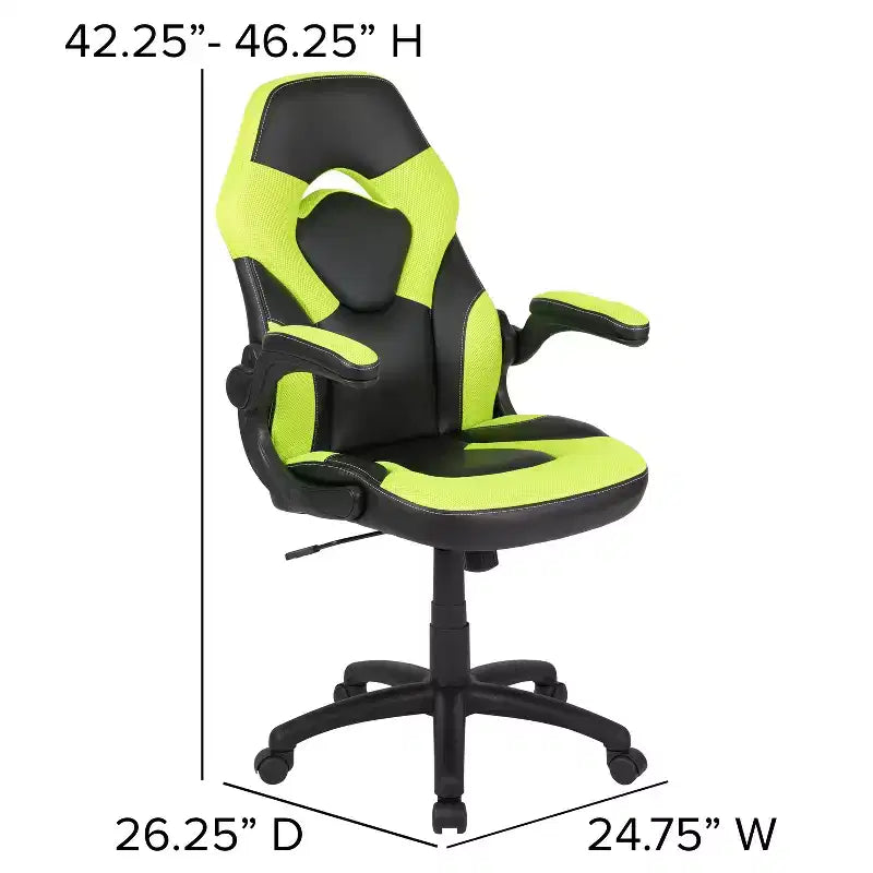 Flash Furniture X10 Silla de juego Silla de oficina de carreras ergonómica para computadora PC Silla giratoria ajustable con brazos abatibles