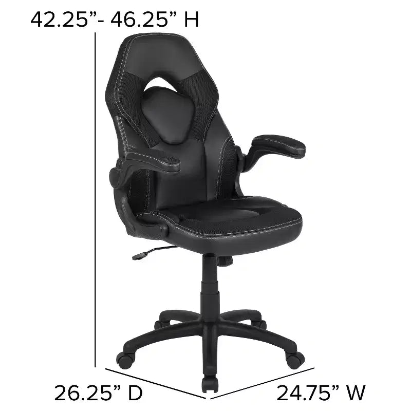 Flash Furniture X10 Silla de juego Silla de oficina de carreras ergonómica para computadora PC Silla giratoria ajustable con brazos abatibles
