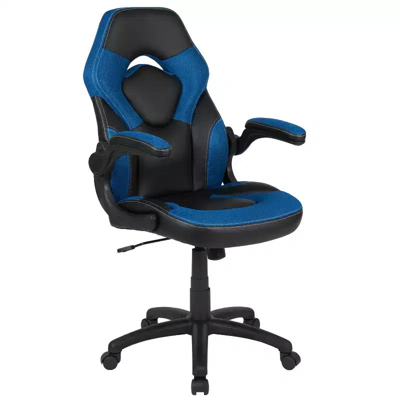Flash Furniture X10 Silla de juego Silla de oficina de carreras ergonómica para computadora PC Silla giratoria ajustable con brazos abatibles