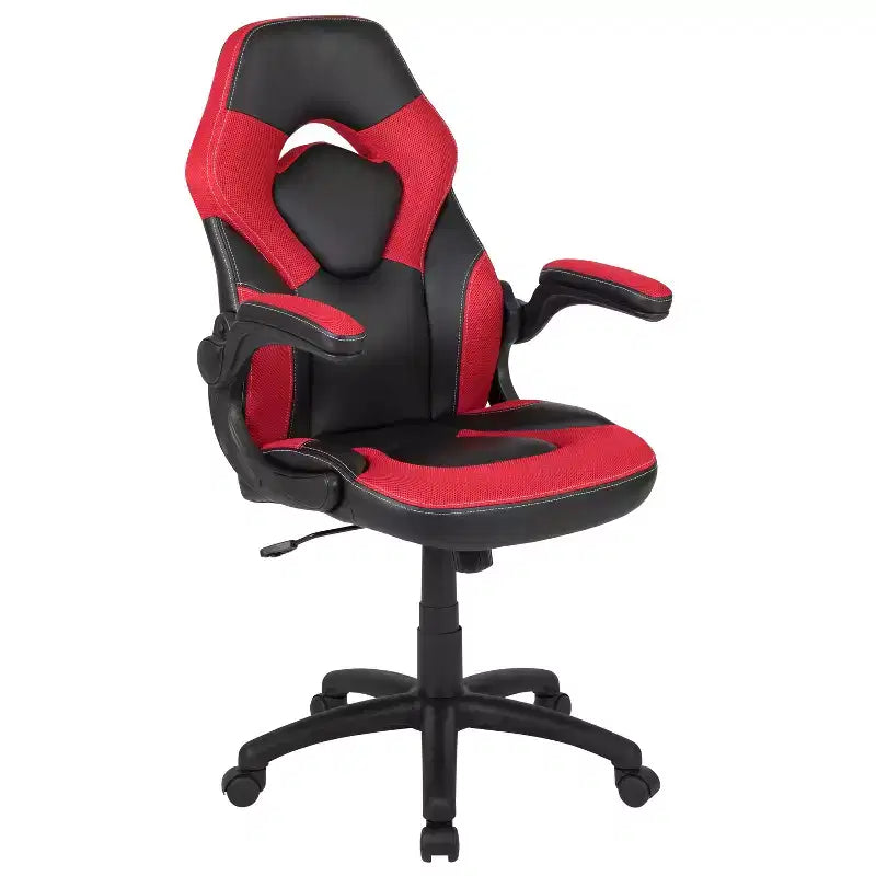 Flash Furniture X10 Silla de juego Silla de oficina de carreras ergonómica para computadora PC Silla giratoria ajustable con brazos abatibles