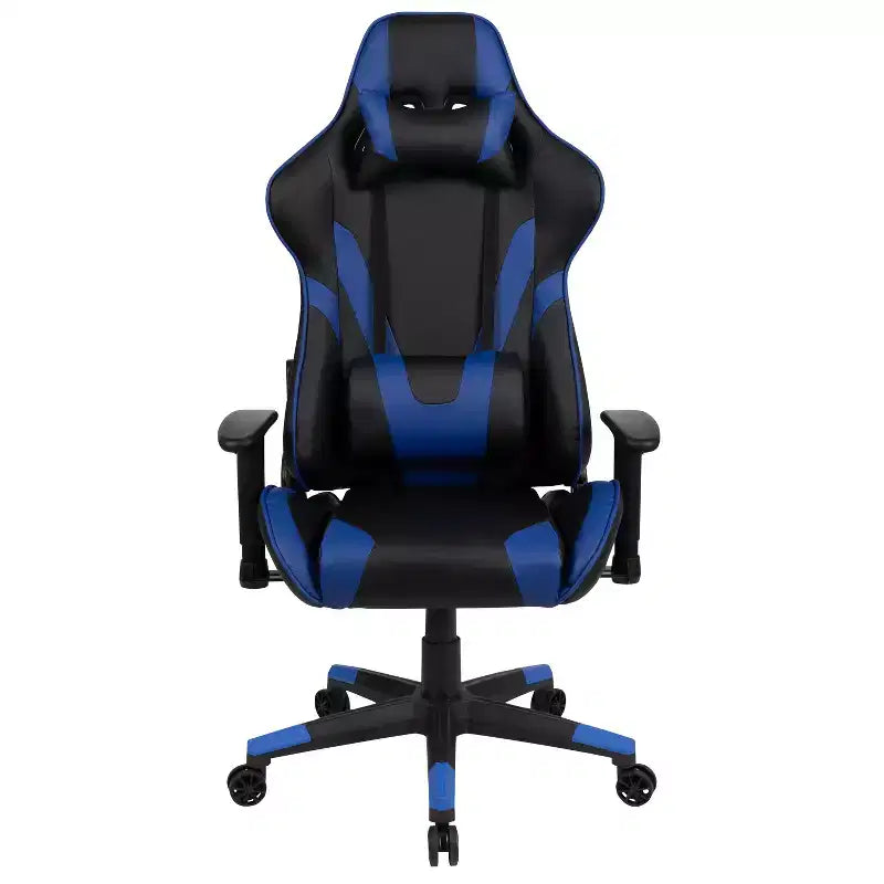 Silla de juego ergonómica Emma and Oliver Racing con respaldo reclinable en piel sintética roja