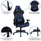 Silla de juego ergonómica Emma and Oliver Racing con respaldo reclinable en piel sintética roja