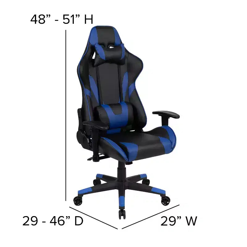 Silla de juego ergonómica Emma and Oliver Racing con respaldo reclinable en piel sintética roja