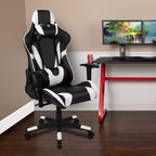 Silla de juego ergonómica Emma and Oliver Racing con respaldo reclinable en piel sintética roja