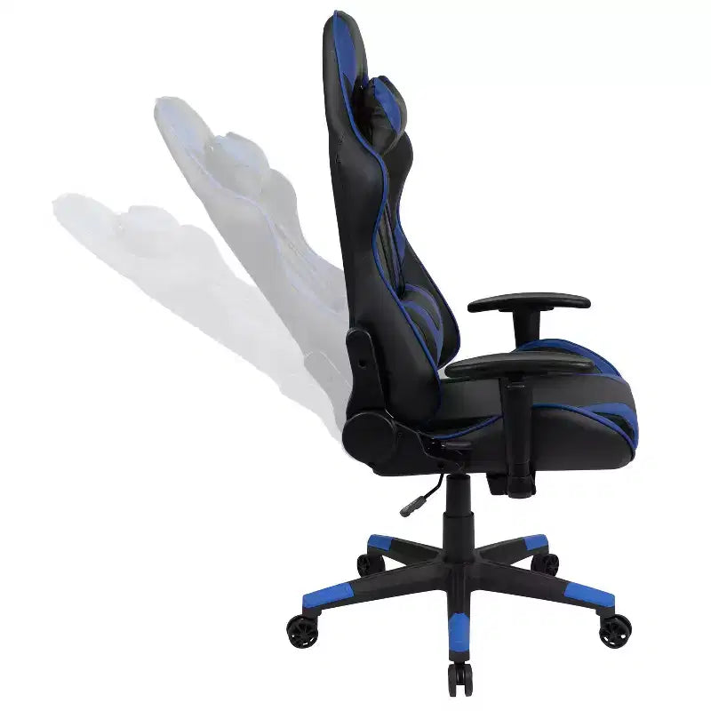 Silla de juego ergonómica Emma and Oliver Racing con respaldo reclinable en piel sintética roja
