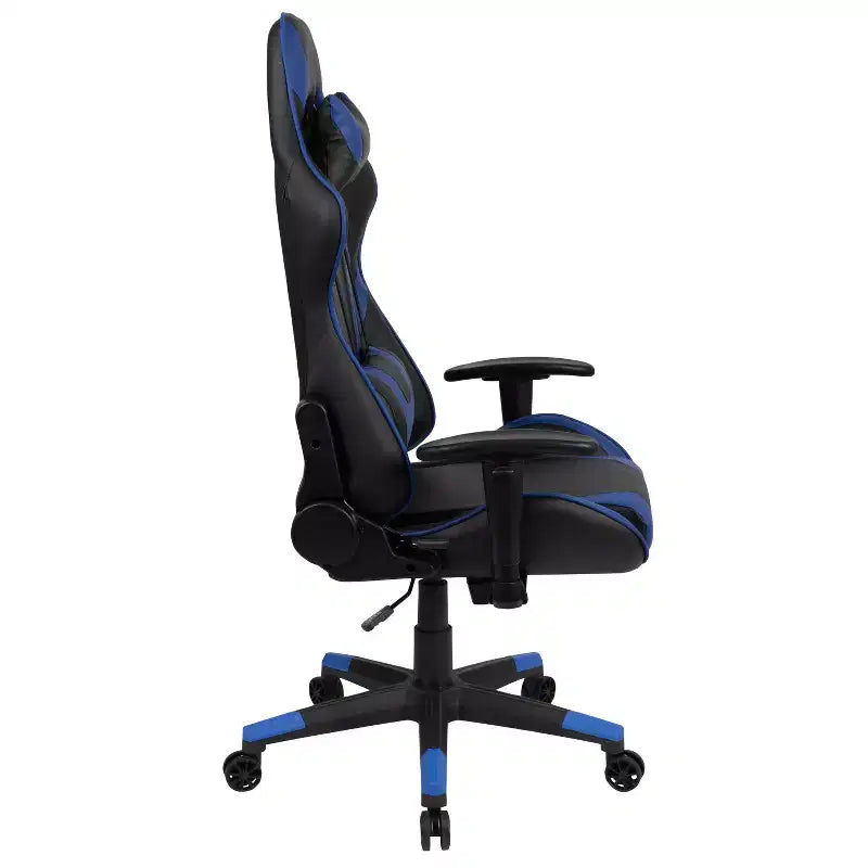 Silla de juego ergonómica Emma and Oliver Racing con respaldo reclinable en piel sintética roja