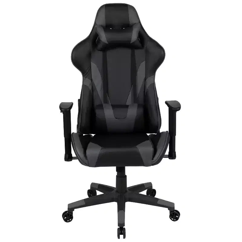 Silla de juego ergonómica Emma and Oliver Racing con respaldo reclinable en piel sintética roja