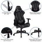 Silla de juego ergonómica Emma and Oliver Racing con respaldo reclinable en piel sintética roja